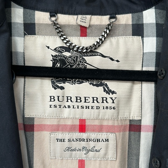 Burberry Black Double Breasted Hooded Trench Coat Size 10 - Picture 5 of 16